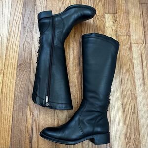 Andre Assous Saddle Up Black Waterproof Leather Knee High Riding Boots